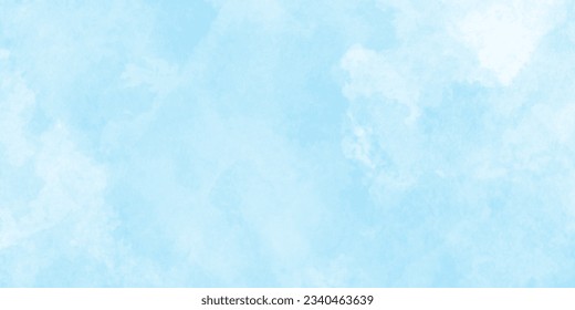 부드러운 하늘색 페인트 아쿠아렐레 수채화 배경, 수채색 얼룩이 있는 손으로 그린 수채화 배경, 파란색 대리석으로 된 색감의 배경이 커버, 카드, 프레젠테이션 및 장식으로 사용되는 창조적인 블루 디자인. 스톡 일러스트