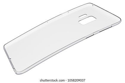 Soft Transparent Mobile Phone Case Isolated On White. 3D Rendering