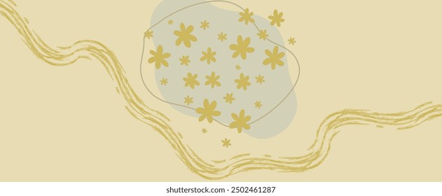 Soft yellow flowers on pastel shapes create a serene, minimalist wavy background. Ideal for spring themes, eco-friendly branding, or elegant stationery. - Powered by Shutterstock