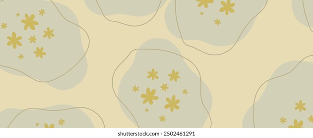 Soft yellow flowers on pastel shapes create a serene, minimalist background. Ideal for spring themes, eco-friendly branding, or elegant stationery. - Powered by Shutterstock