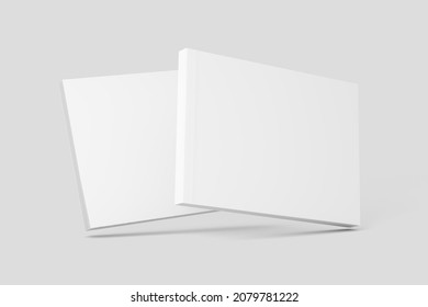 Softcover Landscape Book White Blank 3D Rendering Mockup