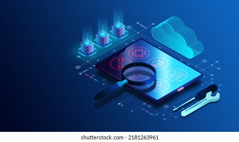 Software Application Testing Concept - Process Of Testing Software Applications With Tools And Automation Frameworks To Identify Errors - 3D Illustration