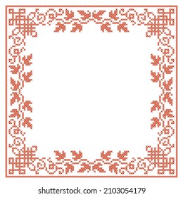 Software Created Cross Stitch Square Patterns Frame Table 