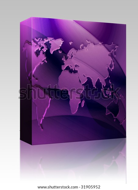 Software Package Box Map World Metallic Stock Illustration 31905952