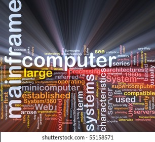 Software Package Box Word Cloud Concept Illustration Of Mainframe Computer