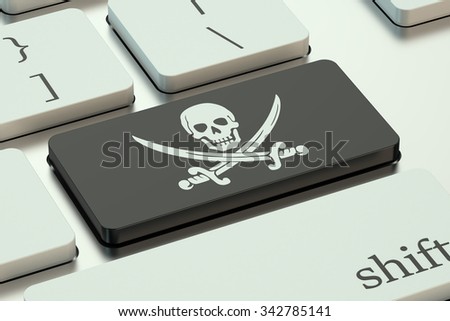 software piracy concept, on the computer keyboard