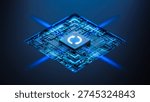 Software Update Icon on Digital Processor. System Upgrade Concept. 3D Illustration