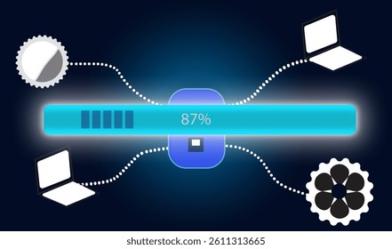 
Software update or operating system upgrade concept. Installing update process, Improved functionality 