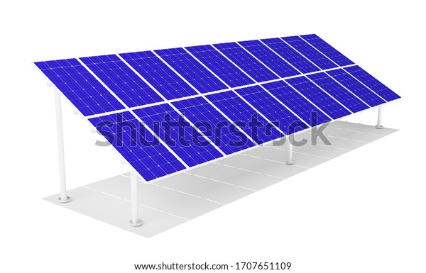 Solar Panel 3d Rendering On Structure Stock Illustration 1707651109 ...