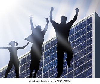 solar panel with blue sky an sunbeam