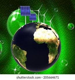 Solar Panel Representing Alternative Energy And Globalization