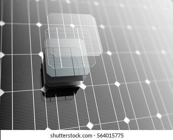 Solar Panel, Technology Background. 3D Illustration.
