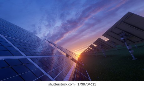 Solar Panels Dawn 3d Rendering Stock Illustration 1738734611 | Shutterstock