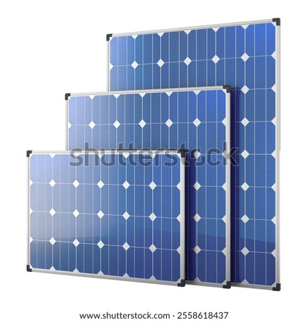 Solar Panels, different size. 3D rendering isolated on white background