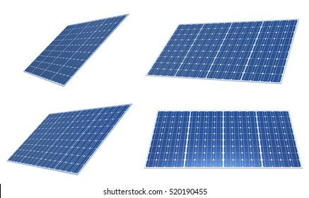 Solar Panels. Power Plant Using Renewable Solar Energy. 
3D Illustration.