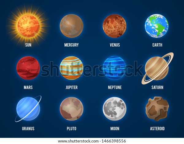 Solar System Cartoon Planets Cosmos Planet Stock Illustration 1466398556