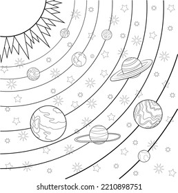 Solar System Drawing Coloring Page All Stock Illustration 2210898751 ...