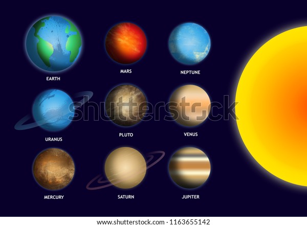 Solar System Gradient Planets On Dark Stock Illustration 1163655142 ...