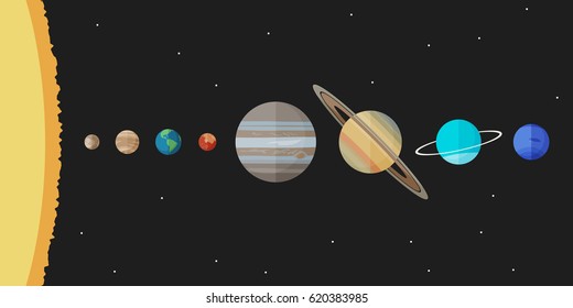 Solar System Main Planets Flat Style Stock Vector (Royalty Free ...