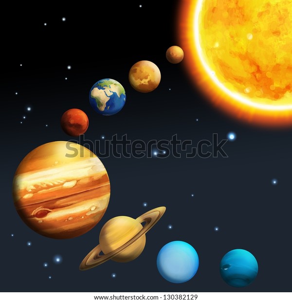 太陽系 天の川 子供の天文学 のイラスト素材