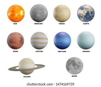 The Solar system the Milky Way on a white background.Planet in the solar system.3d rendering.Star set.
Planet group.