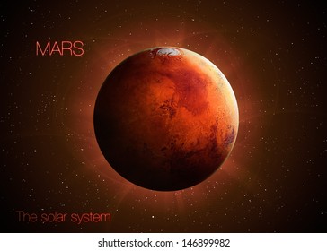 Solar System - Planet Mars. Elements Of This Image Furnished By NASA