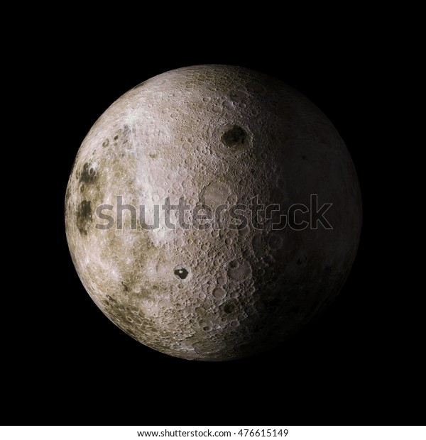 Solar system planet Moon on\
black background 3d rendering. Elements of this image furnished by\
NASA