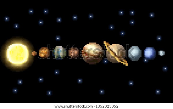 Solar System Retro 8 Bit Arcade Stock Illustration 1352323352 ...