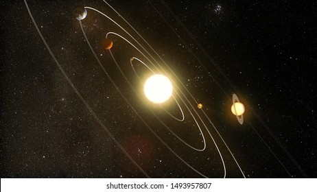 Solar System. The Sun and planets. Planetary system.3d illustration.
Elements of this image furnished by NASA/ESA
