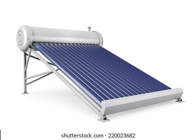 Solar Water Heater Panels On A White Background