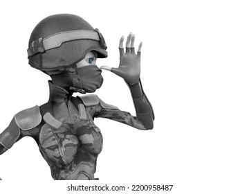 Soldier Girl Cartoon Girl Is Funny And Just Do Not Care, 3d Illustration