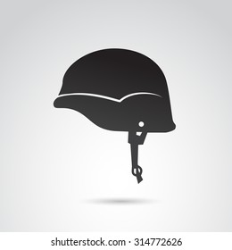 Soldier Helmet Icon Isolated On White Background.