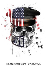 Soldier Skull Art Illustration.T-shirt Graphics.
