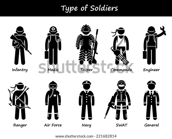 Soldier Types Class Stick Figure Pictogram のイラスト素材