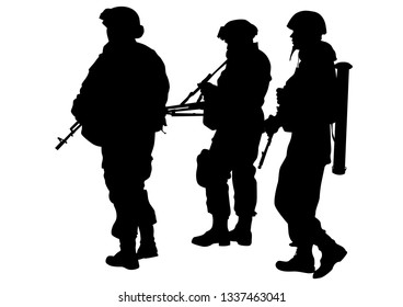 Soldier Uniform Weapon On White Background Stock Illustration ...