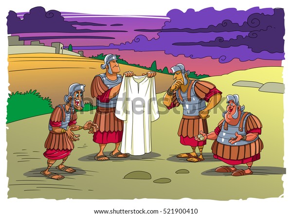 Soldiers Near Cross Divide Mantle Jesus Stock Illustration 521900410 ...