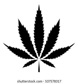 Cannabis Leaf Black On White Background Stock Vector (Royalty Free ...