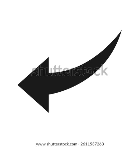 A solid black curved arrow pointing to the left.