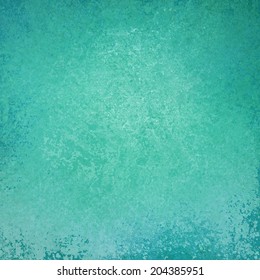 solid blue green background design with distressed vintage texture and faint blue grunge border, teal blue paper, old smeared painted blue green wall background 