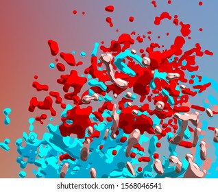 Solid color globular shape. 2d illustration. Modern artistic texture. Multicolor digital abstract pattern backdrop.