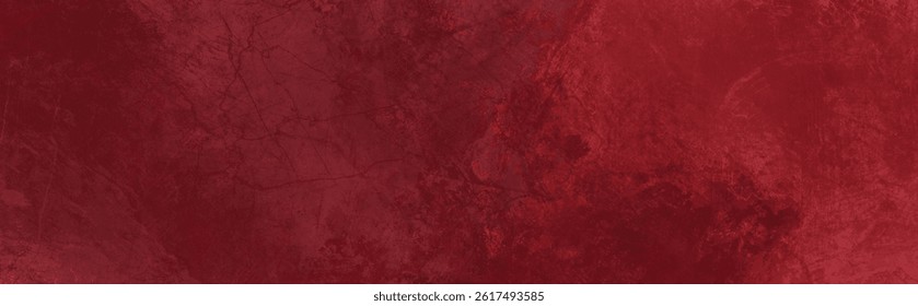 Solid dark burgundy maroon red color abstract grunge background illustration Painted paper or wall surface texture with rough textured paint pattern Panoramic web header banner image backdrop design