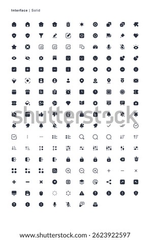 Solid Fill Icon Set Bold, Modern, and Versatile Icons for Web, Mobile, and UI Design Perfect for Apps, Dashboards, and Digital Interfaces with Clear and Impactful Visuals
