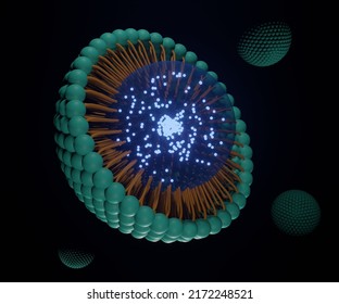 Solid Lipid Nanoparticle With Nanodrugs Carrier 3d Rendering