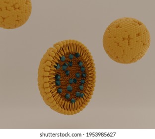 Solid Lipid Nanoparticle SLN  pharmaceutical for drug delivery 3d rendering
