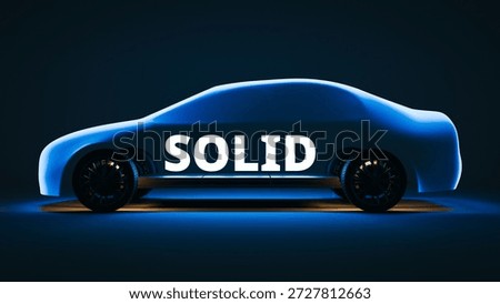 Solid state battery electric car silhouette side view. 3d rendering