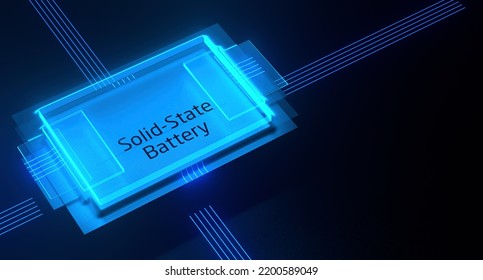 Solid-state Battery Pack Design For Electric Vehicle (EV) Concept, New Research And Development Batteries With Solid Electrolyte Energy Storage For Future Car Industry, 3d Illustration