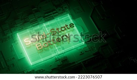 Solid-state battery pack design for electric vehicle (EV) concept, new research and development batteries with solid electrolyte energy storage for future car industry, 3d Illustration