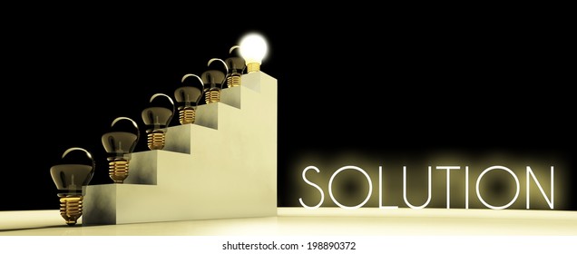 Solution light bulb concept on dark background