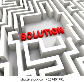 Solution In Maze Showing Puzzle Solved Or Success
