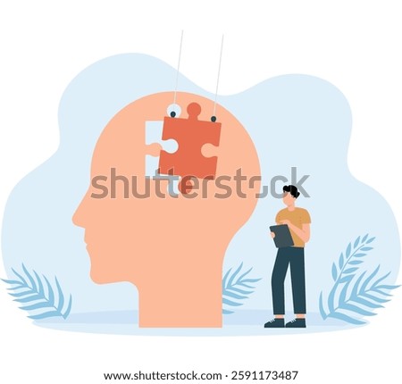 Solution Mind,Creative mind, brainstorm. Abstract human head silhouette and